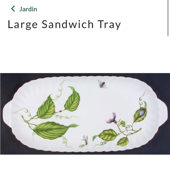 EUC I. Godinger & Co. Jardin 15” Large “Sandwich" Tray leaf bee gold trim - Picture 2 of 10